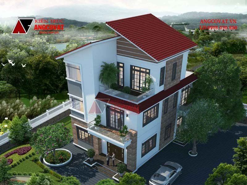 Mẫu biệt thự 3 tầng 120m2 độc đáo hiện đại