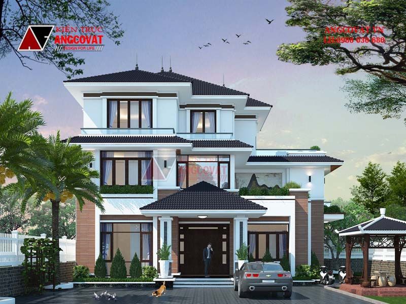 Mẫu thiết kế biệt thự 3 tầng 150m2 đẹp nhất mái Nhật hiện đại vô cùng ấn tượng, hấp dẫn