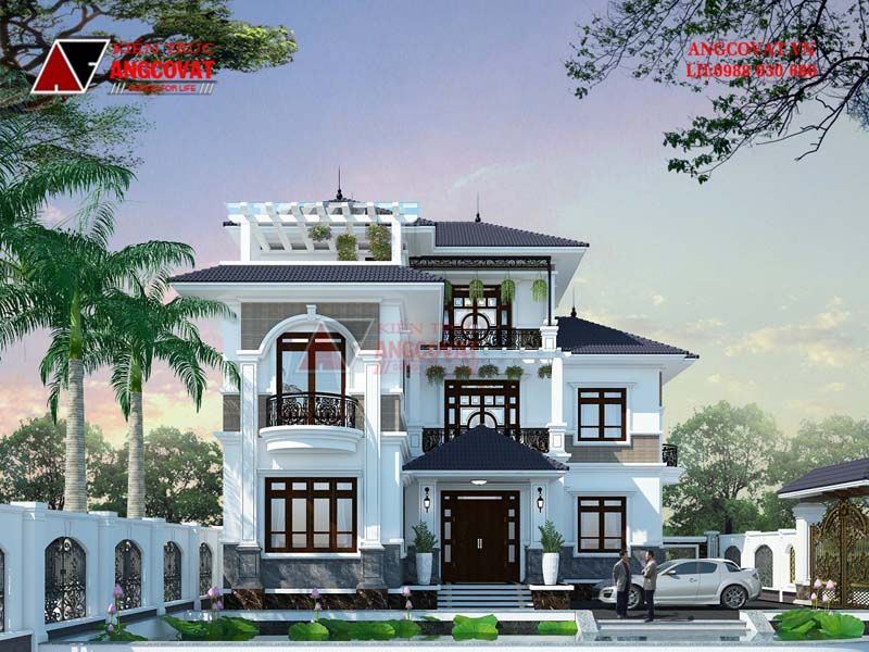 Mẫu thiết kế biệt thự 3 tầng 150m2 đẹp nhất mái nhật có mặt đứng sang trọng, đẳng cấp