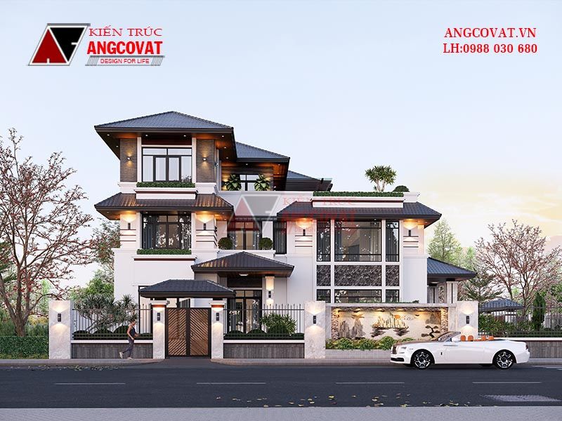 Thiết kế Villa 250m2 3 tầng mái Nhật hiện đại dành cho các đại gia