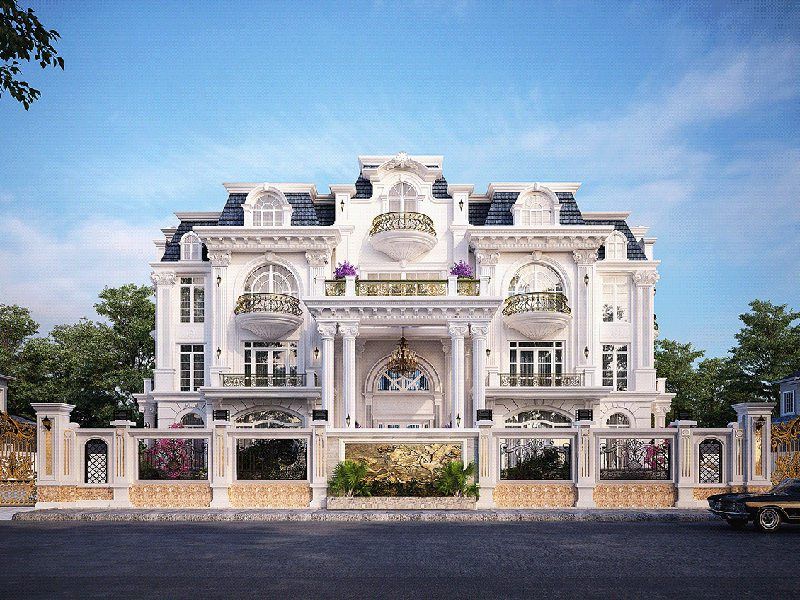 Mẫu biệt thự đẹp 3 tầng 250m2 nguy nga tráng lệ