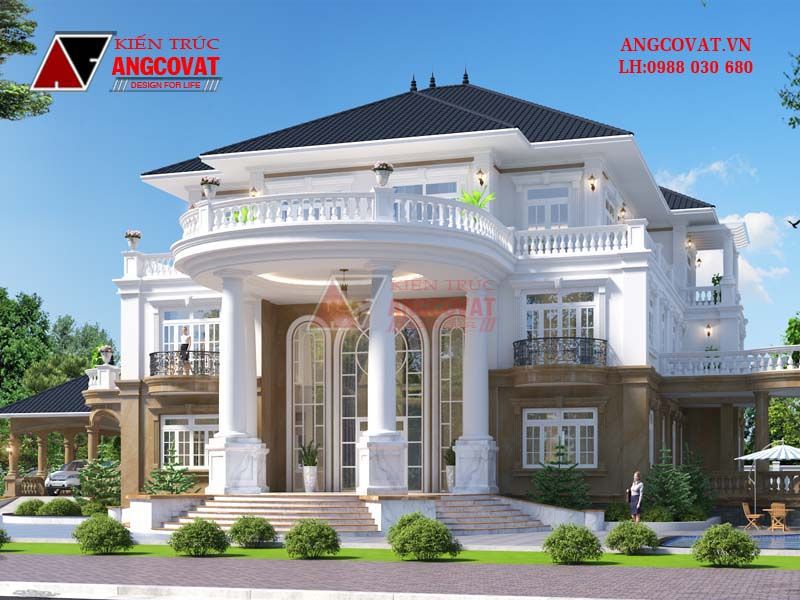 Nhà biệt thự 3 tầng mái thái thiết kế đẳng cấp phong cách Pháp