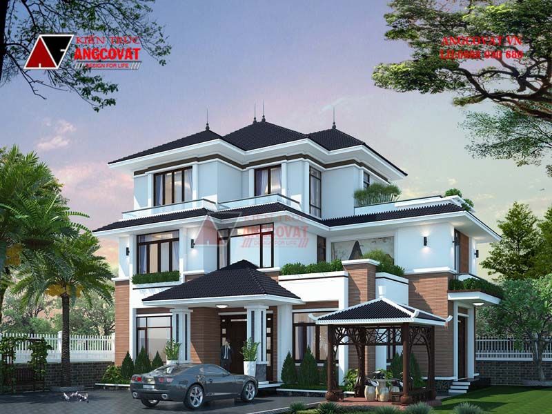 Mẫu biệt thự 3 tầng mái Nhật 140m2 hiện đại vô cùng ấn tượng, hấp dẫn
