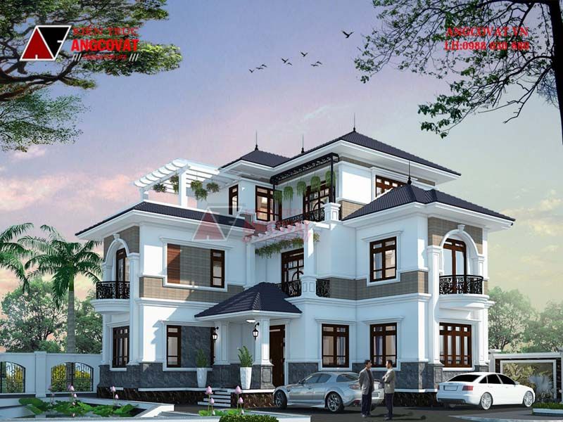 Biệt thự 3 tầng mái nhật 130m2 có mặt đứng sang trọng, đẳng cấp