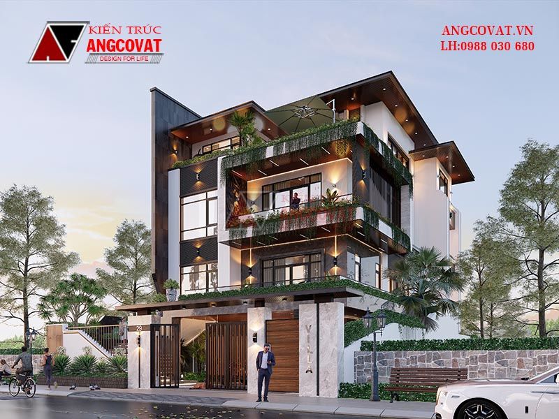 Thiết kế biệt thự 3 tầng hiện đại 200m2 mái bằng hiện đại đẹp nhất