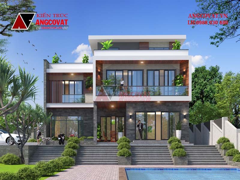 Mặt tiền mẫu thiết kế nhà 3 tầng 4 phòng ngủ