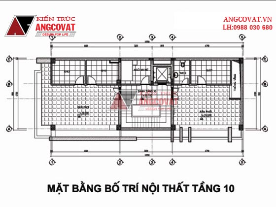 mặt bằng thiết kế khách sạn mini đẹp tầng 10