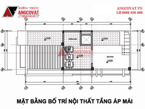 mặt bằng thiết kế khách sạn mini đẹp tầng áp mái