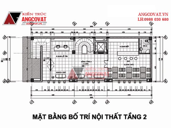 mặt bằng thiết kế khách sạn mini đẹp tầng 2