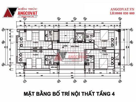 mặt bằng thiết kế khách sạn mini đẹp tầng 4