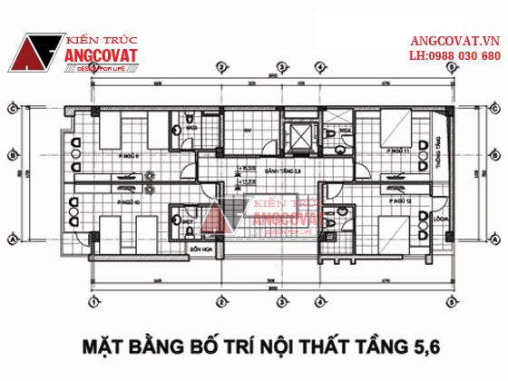 mặt bằng thiết kế khách sạn mini đẹp tầng 5