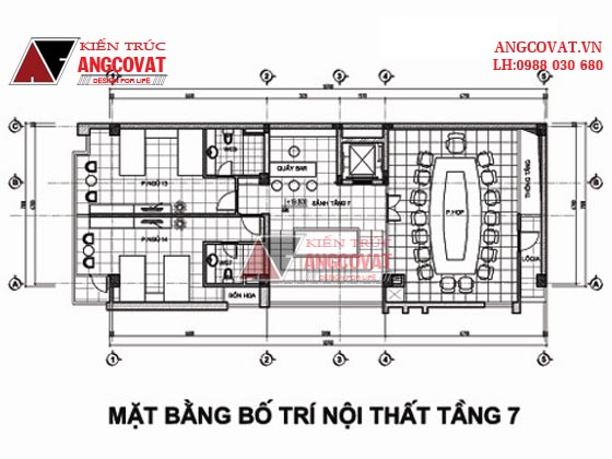 mặt bằng thiết kế khách sạn mini đẹp tầng 7