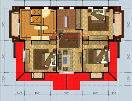 Mặt bằng biệt thự 2 tầng mái thái ở hưng yên 2