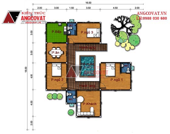 Mặt bằng mẫu nhà 1 tầng mái bằng 