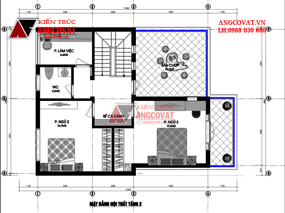 Mẫu nhà 2 tầng mái lệch 90m2 mặt tiền 9m 3