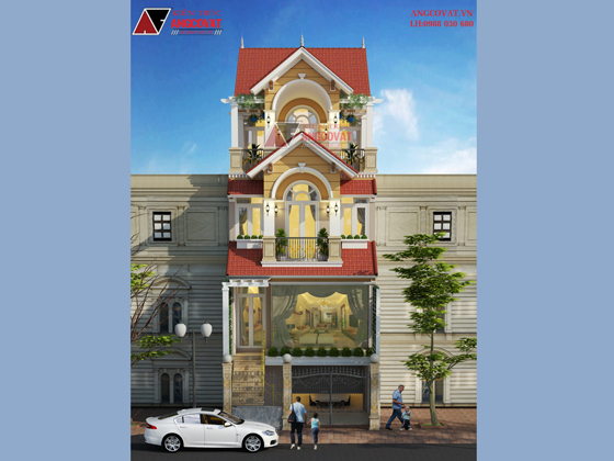 Thiết kế nhà phố cổ điển 4 tầng mặt tiền 6m 1