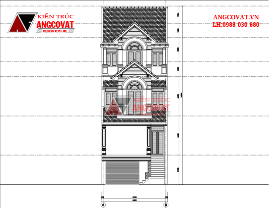 Thiết kế nhà phố cổ điển 4 tầng mặt tiền 6m 8
