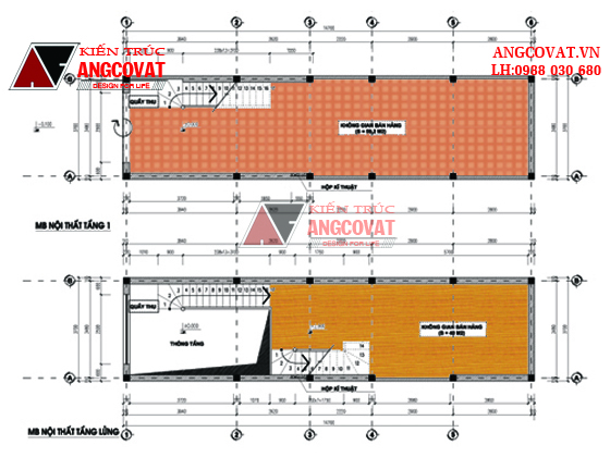 Mặt bằng thiết kế nhà 3.4x12m