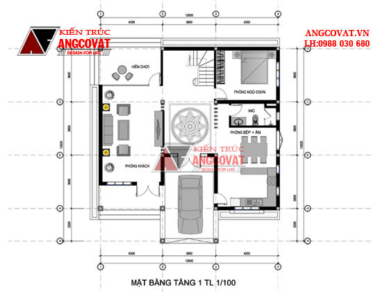 Phối cảnh nhà 2 tầng đẹp ở nông thôn 12x8m 1