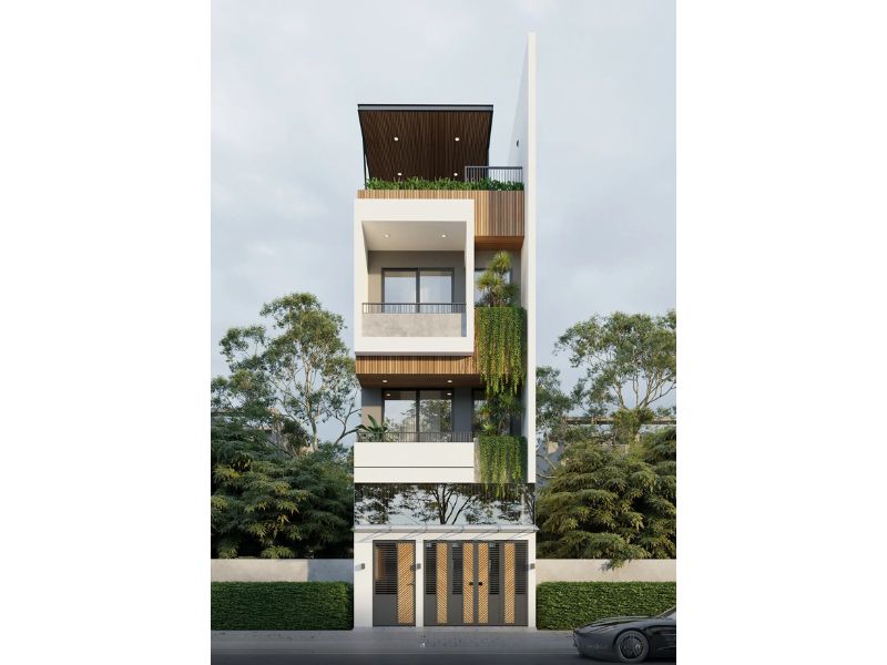 Kiến trúc nhà 4 tầng phong cách sang trọng có thang máy