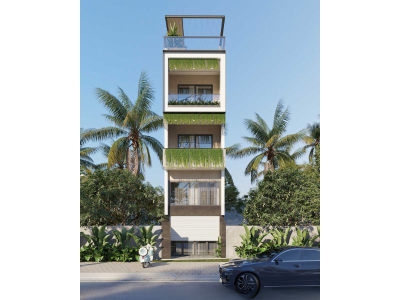 Lối sống hiện đại trong mẫu nhà 5 tầng ở Nnh Bình