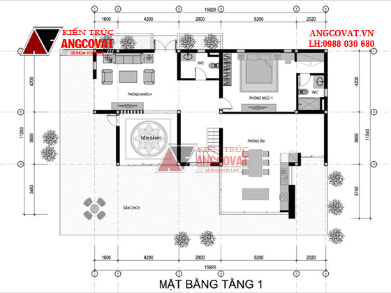 Thiết kế biệt thự 2 tầng mái bằng hiện đại 111