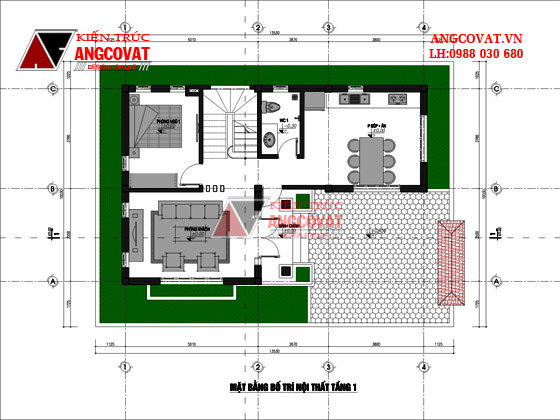 Thiết kế nhà 2 tầng hình chữ L 60m2-70m2 mặt tiền 7m 333