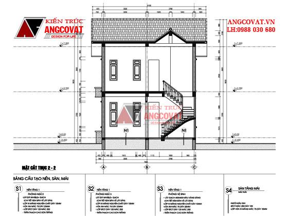 Thiết kế nhà 2 tầng hình chữ L 60m2 đến 70m2 mặt tiền 7m - 9