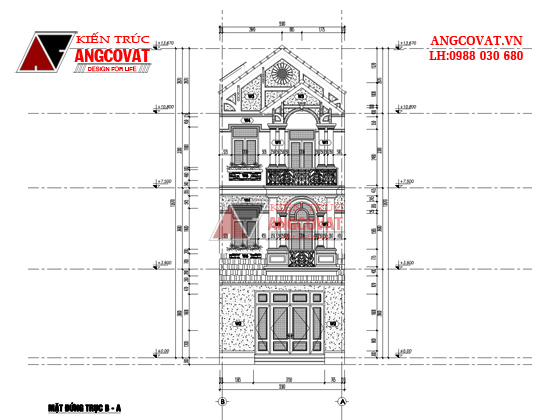 Thiết kế nhà mặt tiền 5.5m 3 tầng phong cách tân cổ điển 8