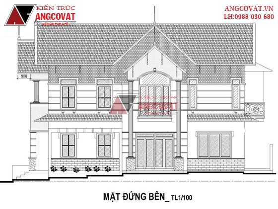 mẫu biệt thự 2 tầng 2 mặt tiền mái thái hiện đại 5