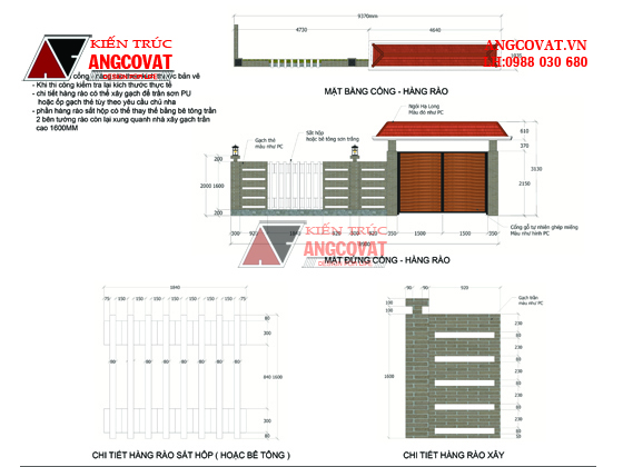 Cổng hàng rào - Mẫu biệt thự nhà vườn cấp 4 200m2 mái thái 4 phòng ngủ BT127105 ở Hòa Bình