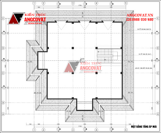 mặt bằng áp mái mẫu thiết kế nhà biệt thự 300m2 theo phong cách châu âu