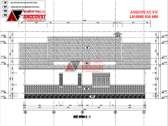 Mặt đứng 2 - Mẫu biệt thự nhà vườn cấp 4 200m2 mái thái 4 phòng ngủ BT127105 ở Hòa Bình