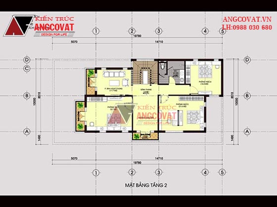 thiết kế biệt thự 2 tầng mái dốc 4