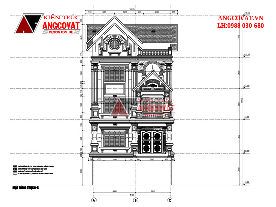 Thiết kế biệt thự cổ điển pháp 4 tầng 140m2 9