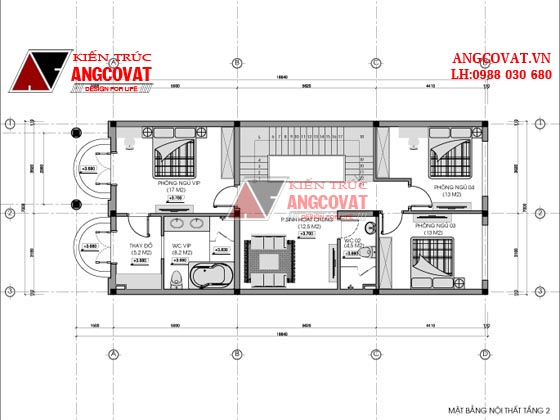 Thiết kế nhà 8x16m 3 tầng mái dốc đẹp giá 1.7 tỷ ở Hải Phòng 4