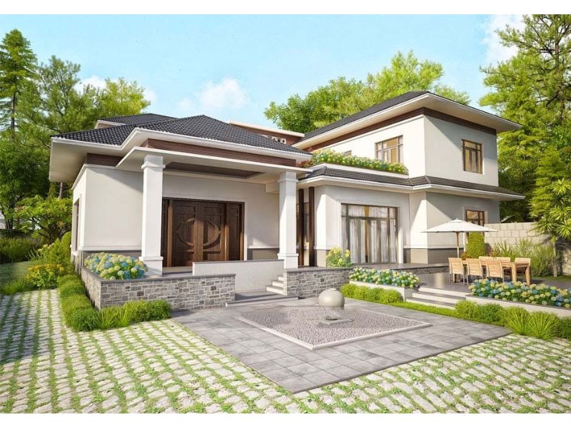 Nhà 1 tầng có sân vườn rộng kiến trúc đẹp