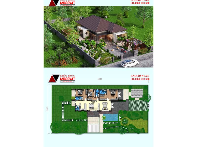 Nhà vườn 1 tầng có sân vườn rộng và thoáng