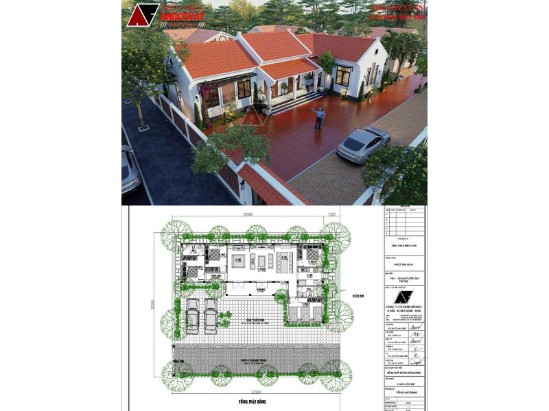 Mẫu nhà vườn cấp 4 có sân vườn quy hoạch gọn gàng