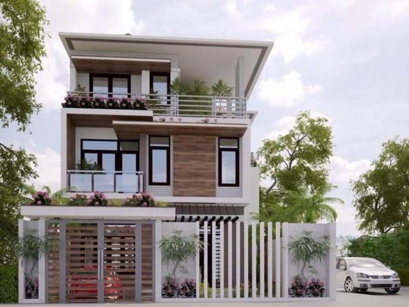 Biệt thự 2 tầng đẳng cấp có thêm 1 tum và hệ mái bằng