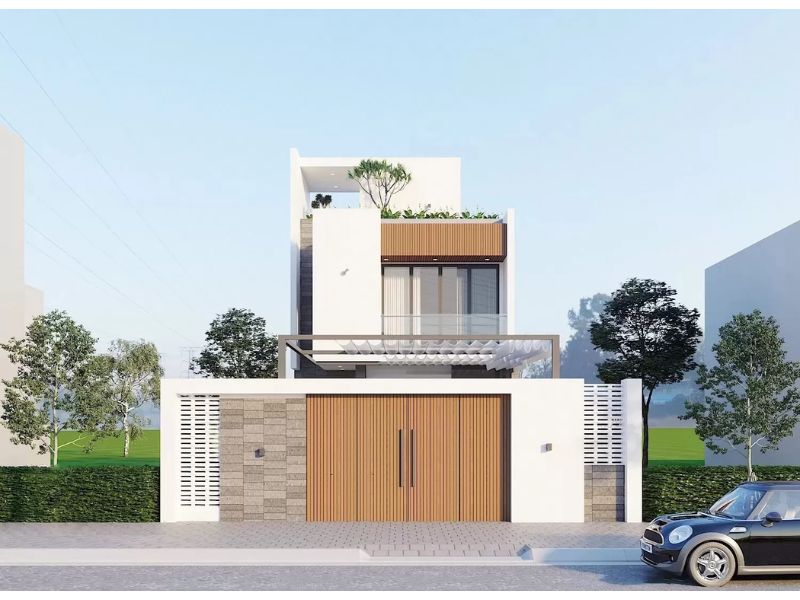 Biệt thự 2 tầng hiện đại mặt có sân vườn