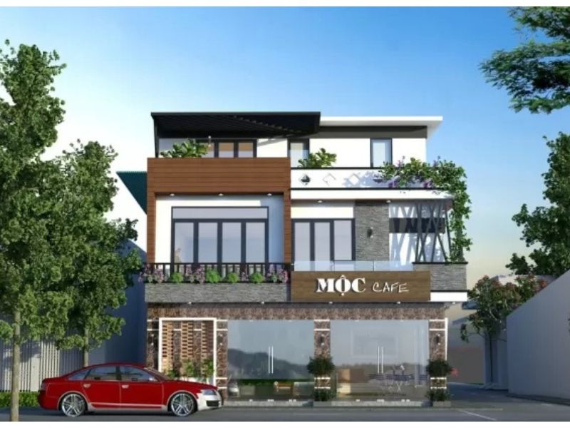 Kiến trúc biệt thự 2 tầng 1 tum kiến trúc hiện đại