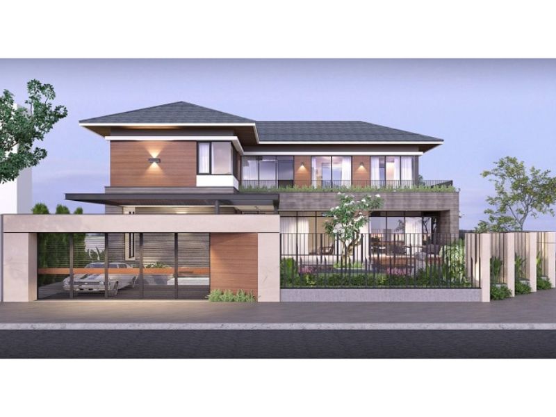 Biệt thự 2 tầng mái Nhật rộng rãi có sân vườn