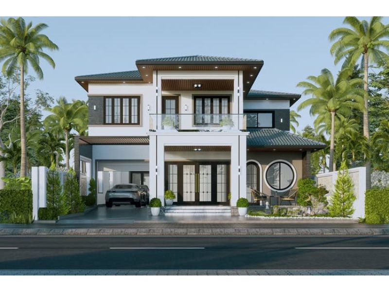 Biệt thự 2 tầng đơn giản và đẹp mắt