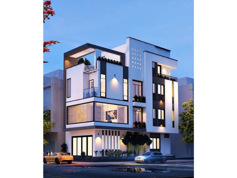 Kiến trúc nhà đẳng cấp lung linh dưới màn đêm