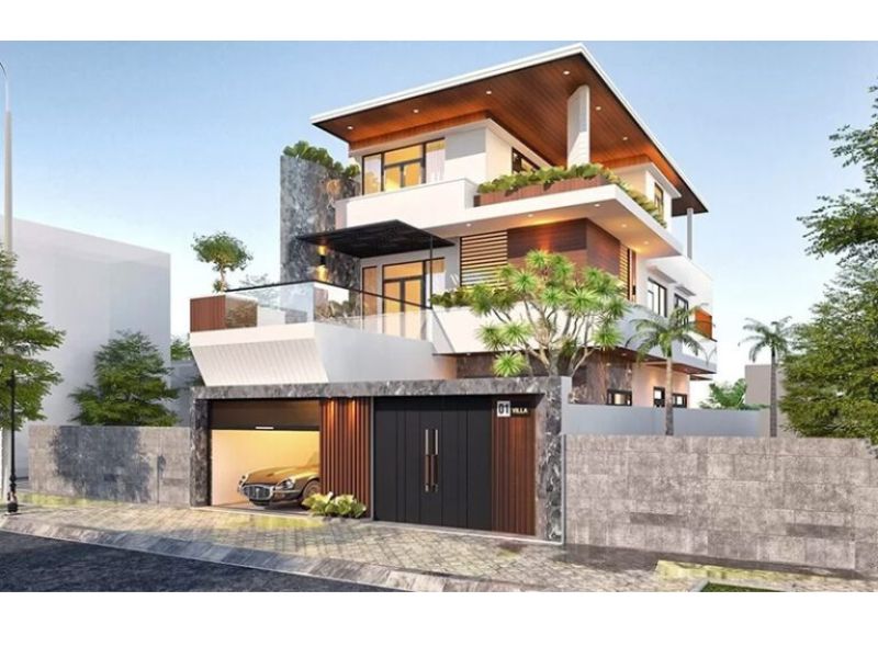 Nhà đẹp 3 tầng phong cách hiện đại 8x20m