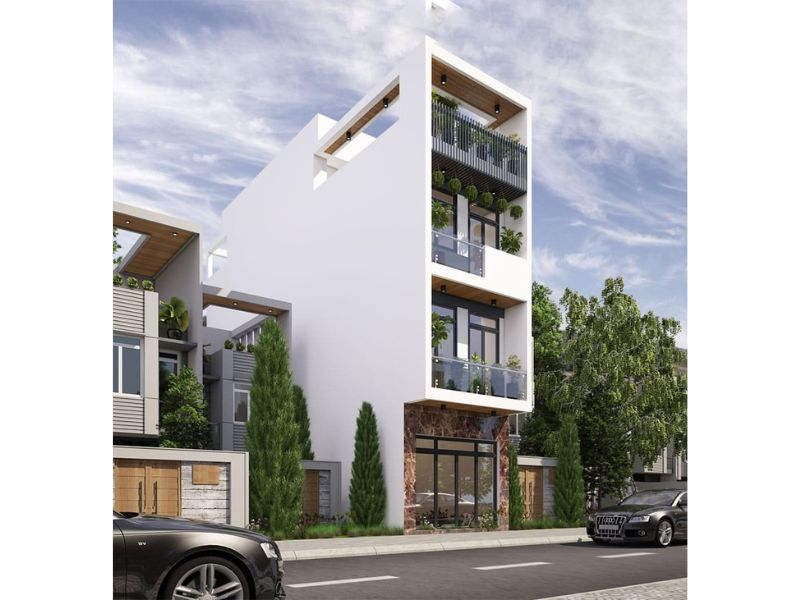 Nhà ống 4 tầng có thang máy 5x11m
