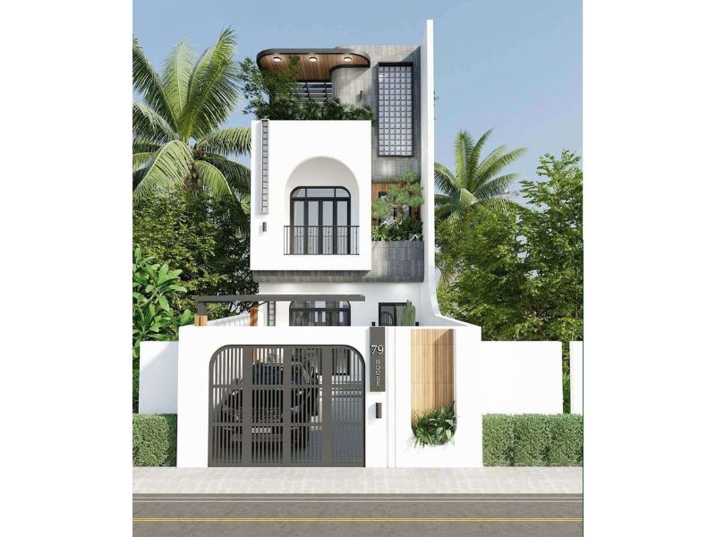 Nhà phố 2 tầng 1 tum có sân vườn đẹp