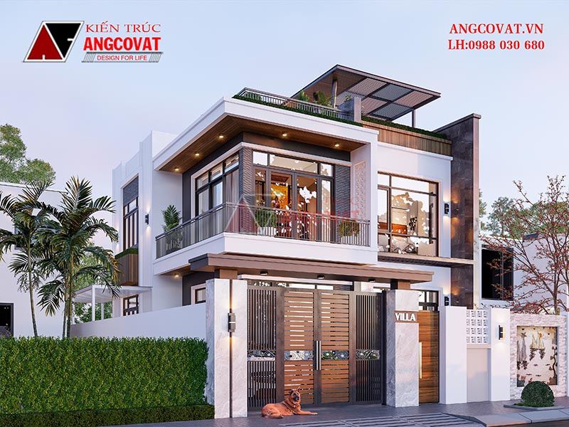 Kiến trúc nhà 2 tầng 1 tum 4 phòng ngủ hiện đại