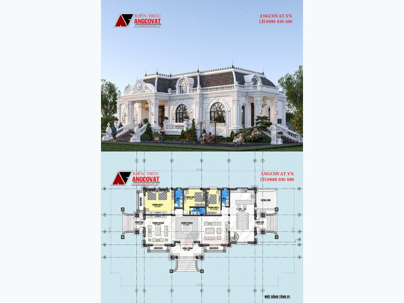 Biệt thự mái nhật 3 phòng ngủ 1 phòng thờ 130m2